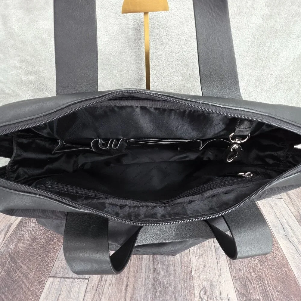 Murano Signature VTG Business Shuttle Laptop Bag Black Leather Nylon Deadstock